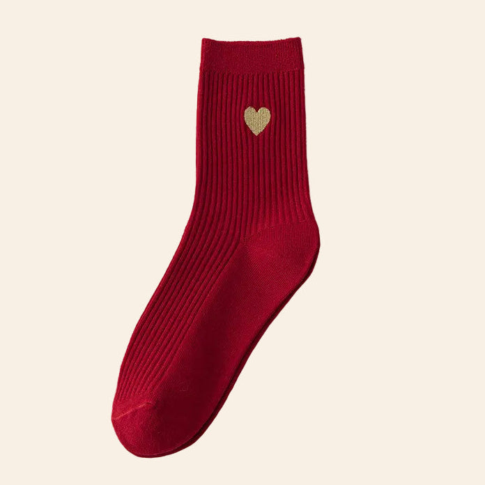 Golden Heart Crimson Crew Socks