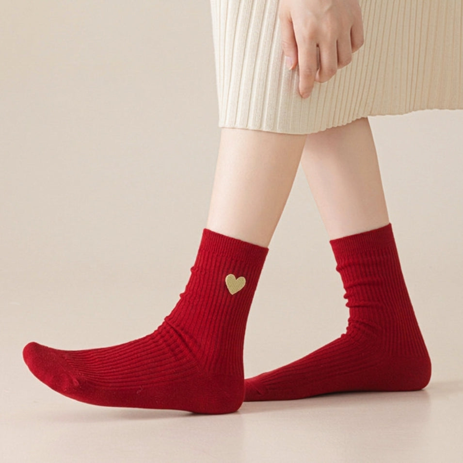 Golden Heart Crimson Crew Socks