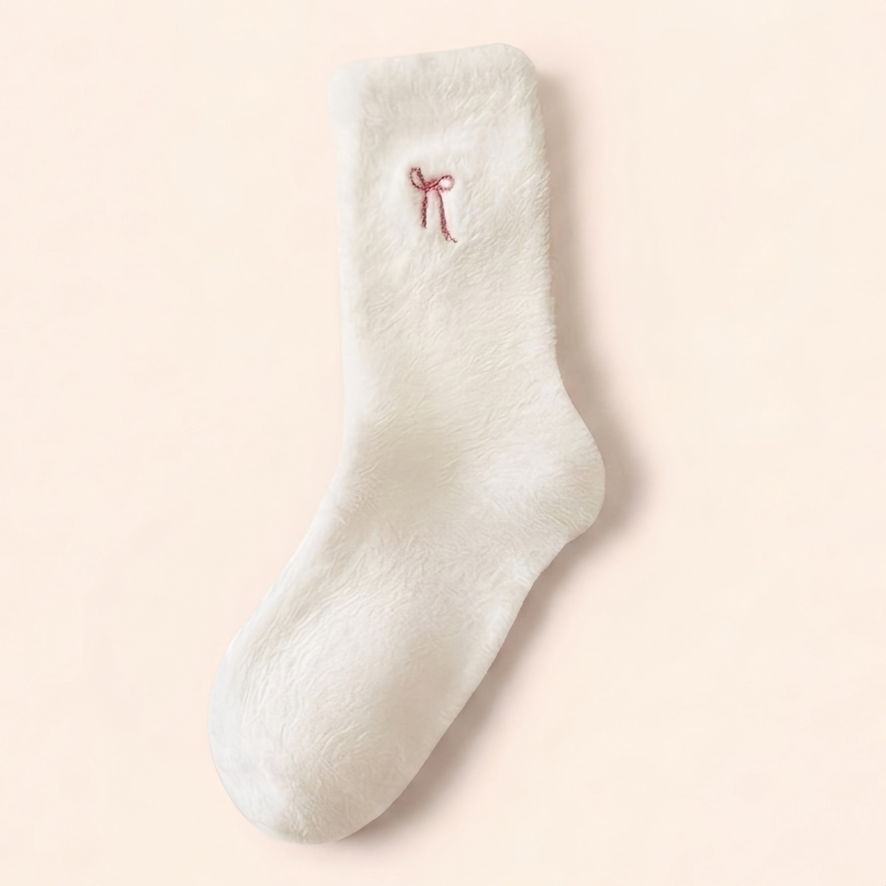 Mink Fleece Mid-Calf Socks Women's Winter Cold-Weather Socks with Bow
